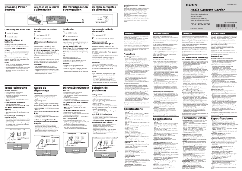 Imagen de la primera página del manual del dispositivo CFS-E14L