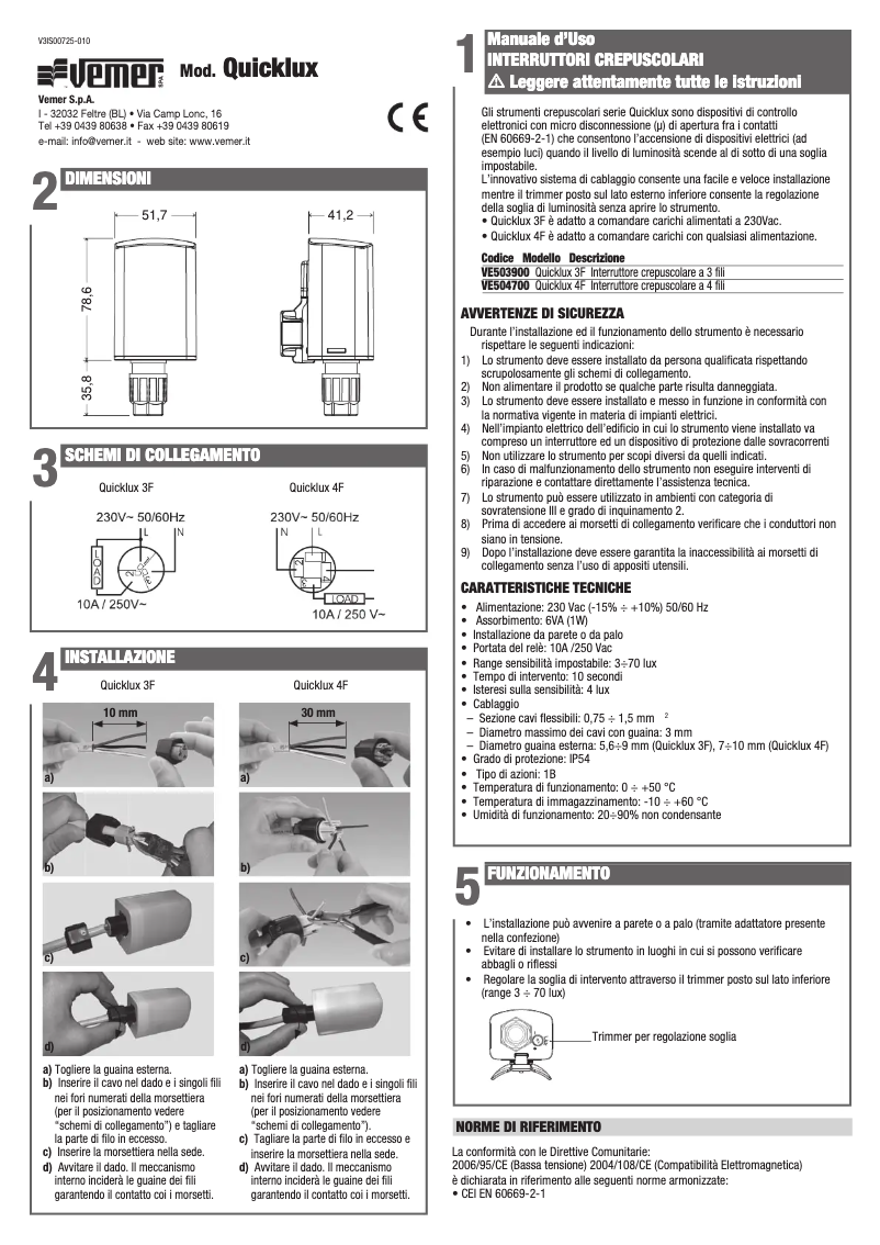 Página nº 1 - Manual de usuario Vemer Quicklux-3F