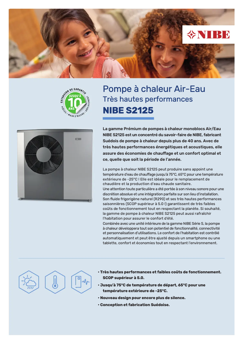 Página 1 del manual Folleto Nibe S2125