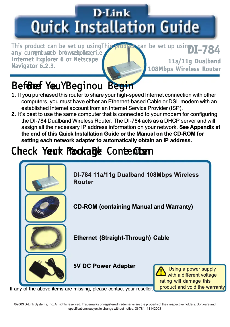 Imagen de la primera página del manual del dispositivo Air Premier AG DI-784