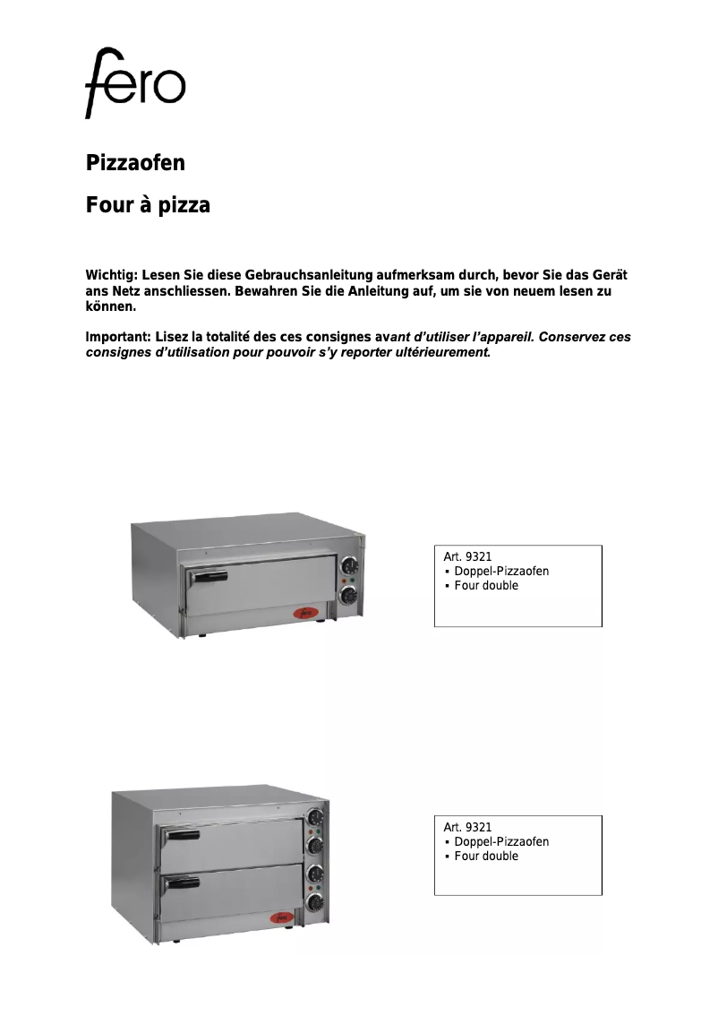 Página 1 del manual Manual de usuario Fero H9321