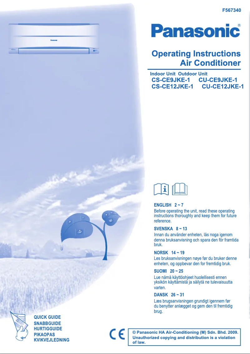 Página 1 del manual Manual de usuario Panasonic CU-CE9JKE1