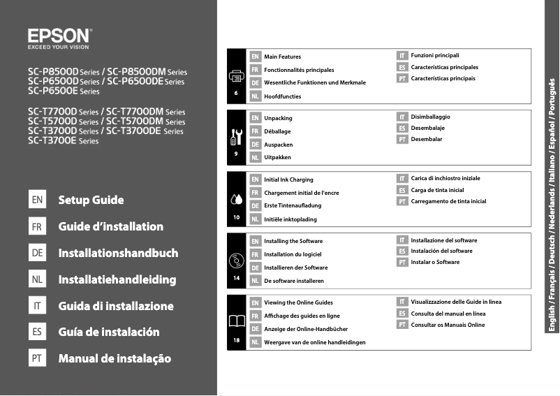 Página 1 del manual Guía de instalación Epson SureColor SC-T5700DM