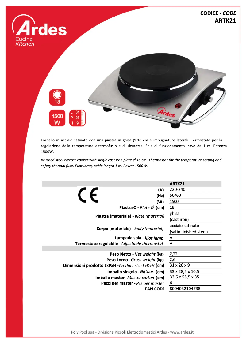 Página nº 1 - Ficha técnica Ardes ARTK21