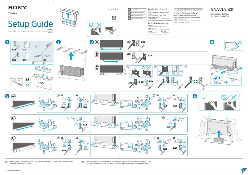 Imagen de la primera página del manual del dispositivo XR-65A80CL