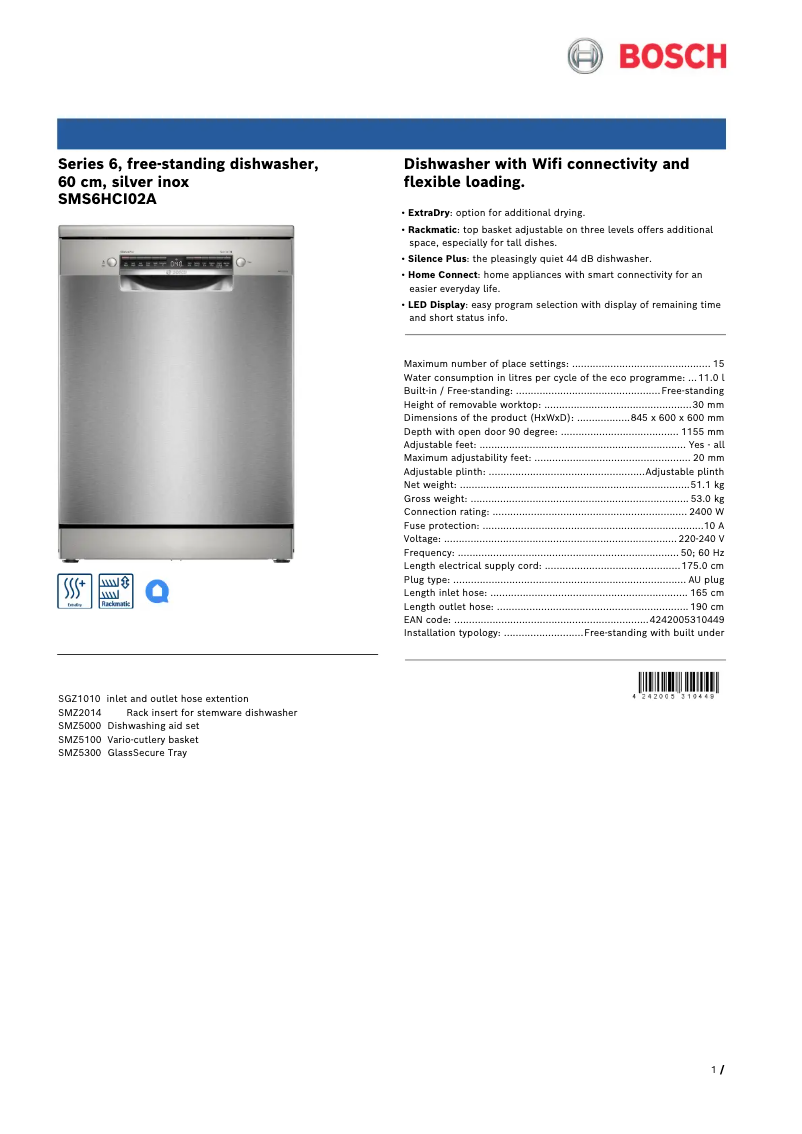 Imagen de la primera página del manual del dispositivo SMS6HCI02A