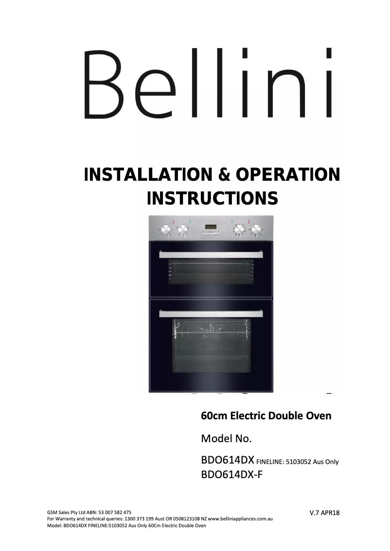 Página 1 del manual Manual de usuario Bellini BDO614DX