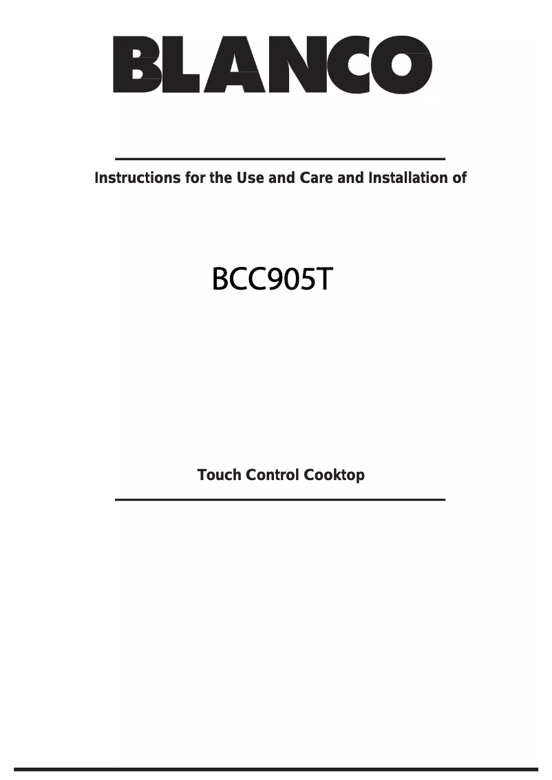 Página 1 del manual Manual de usuario BLANCO BCC905T