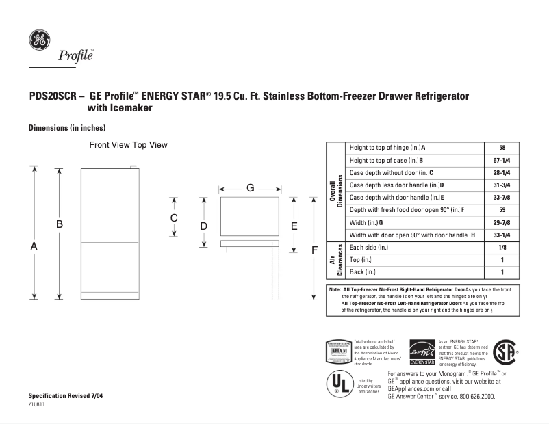 Imagen de la primera página del manual del dispositivo Profile PDS20SCRLSS