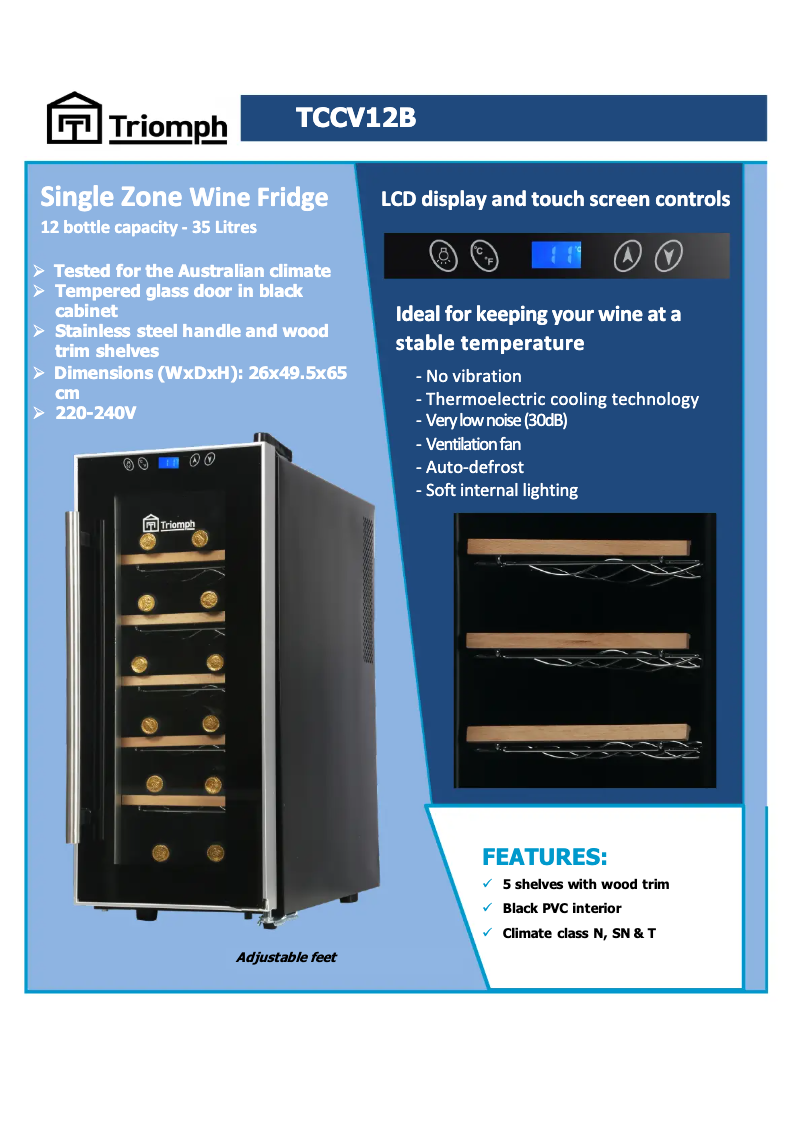 Página 1 del manual Ficha técnica Triomph TCCV12B