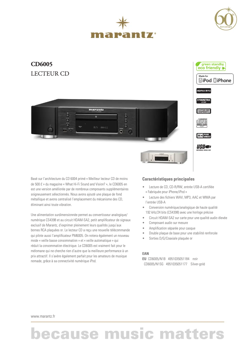 Imagen de la primera página del manual del dispositivo CD6005