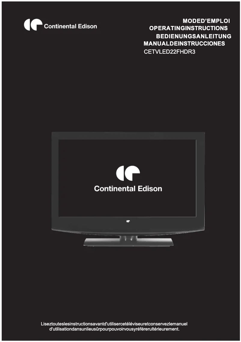 Página 1 del manual Manual de usuario Continental Edison CETVLED22FHDR3