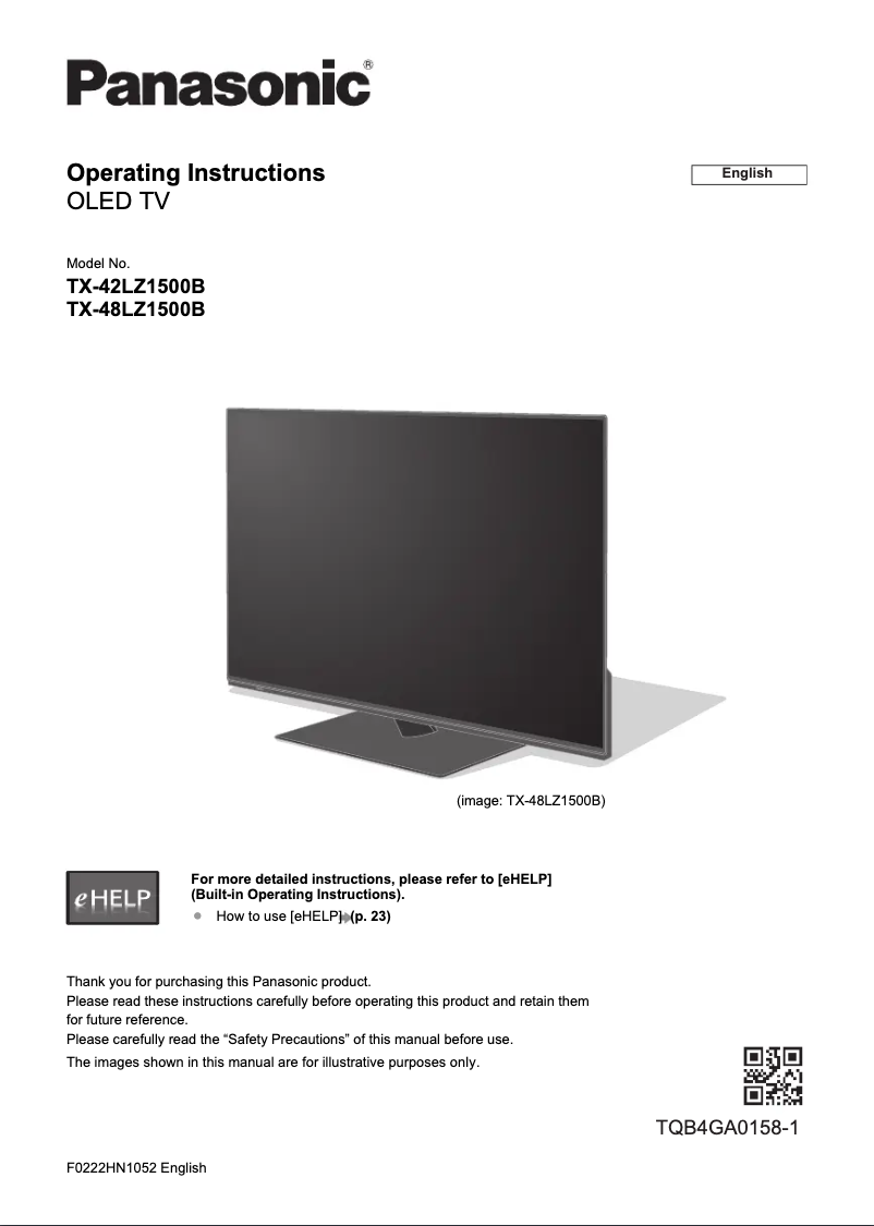 Página 1 del manual Guía de inicio rápido Panasonic TX-48LZ1500B