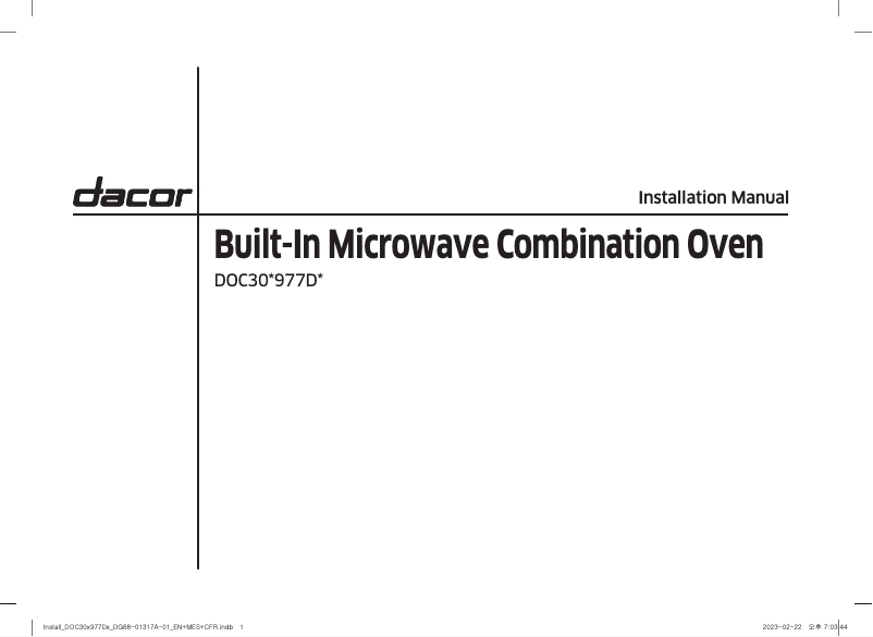 Página nº 1 - Guía de instalación Dacor DOC30T977DS