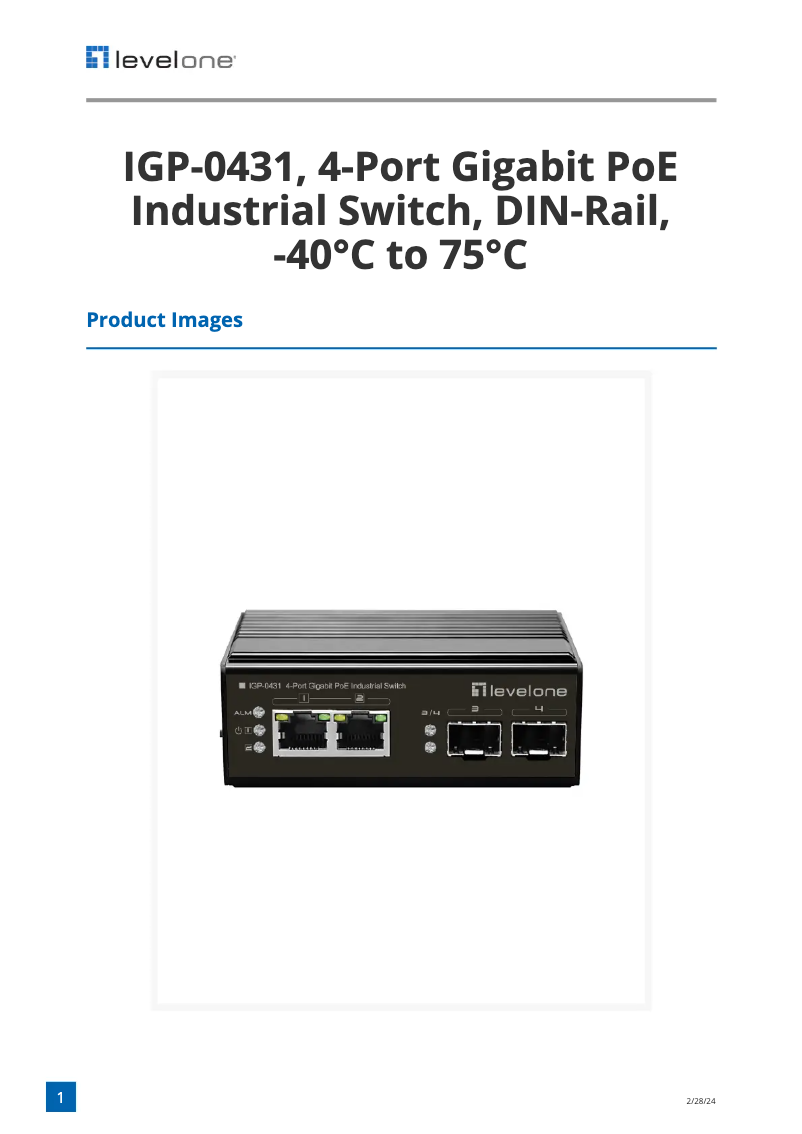 Imagen de la primera página del manual del dispositivo IGP-0431