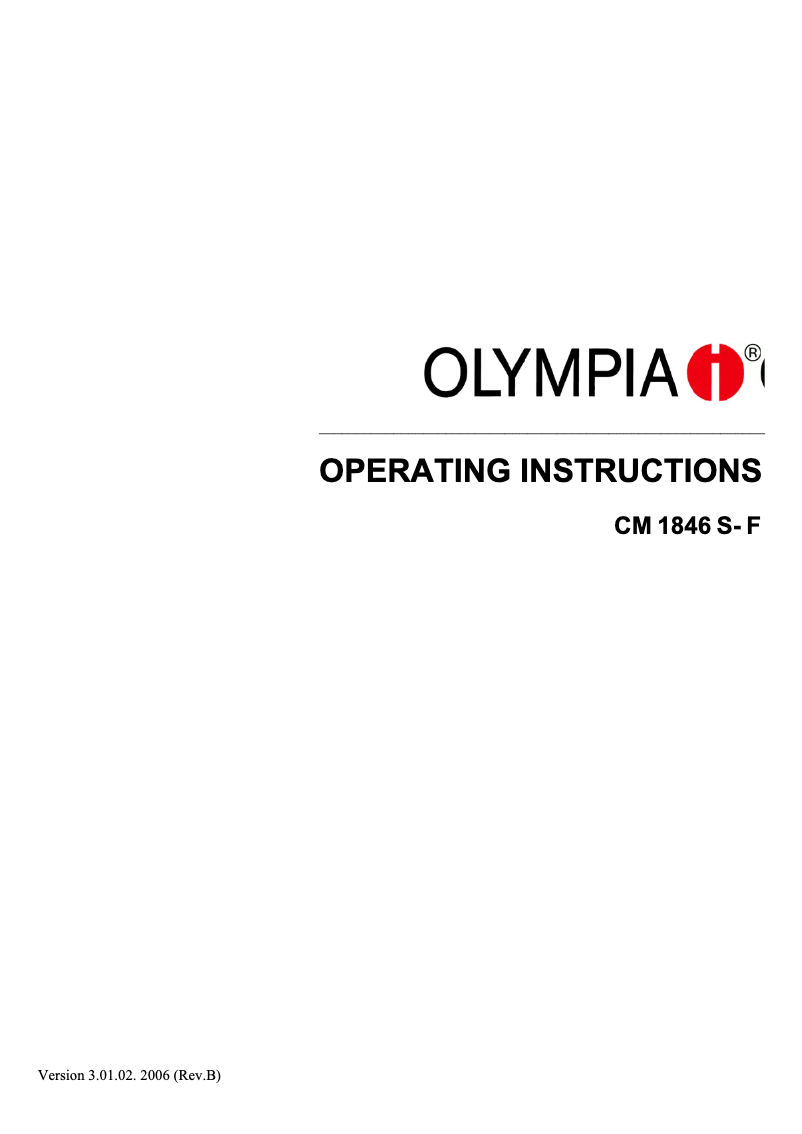 Página 1 del manual Manual de usuario Olympia CM 1846 S- F