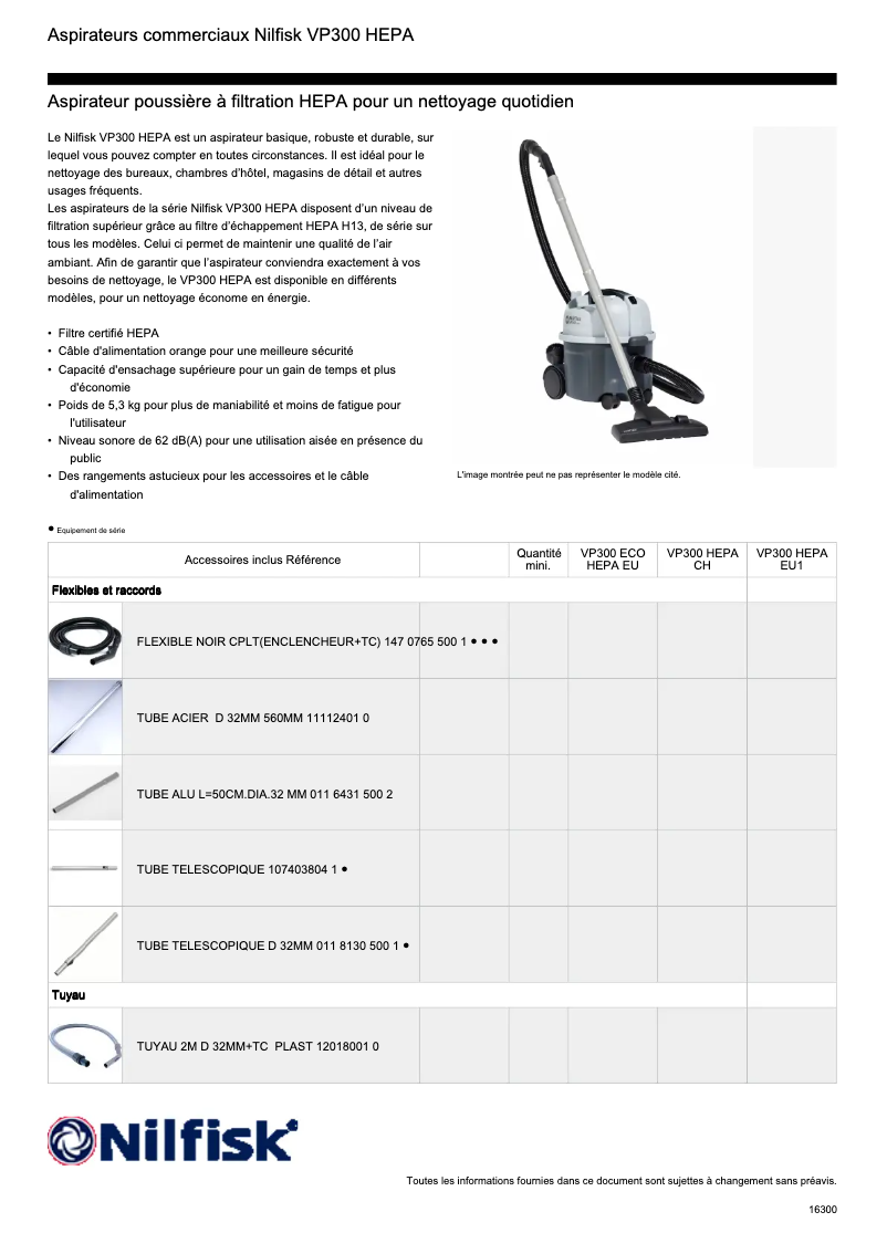 Imagen de la primera página del manual del dispositivo VP300 HEPA