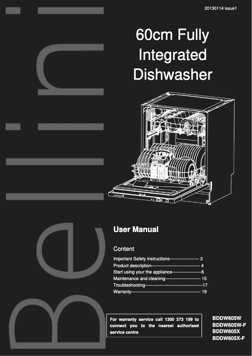 Imagen de la primera página del manual del dispositivo BDDW605X-F