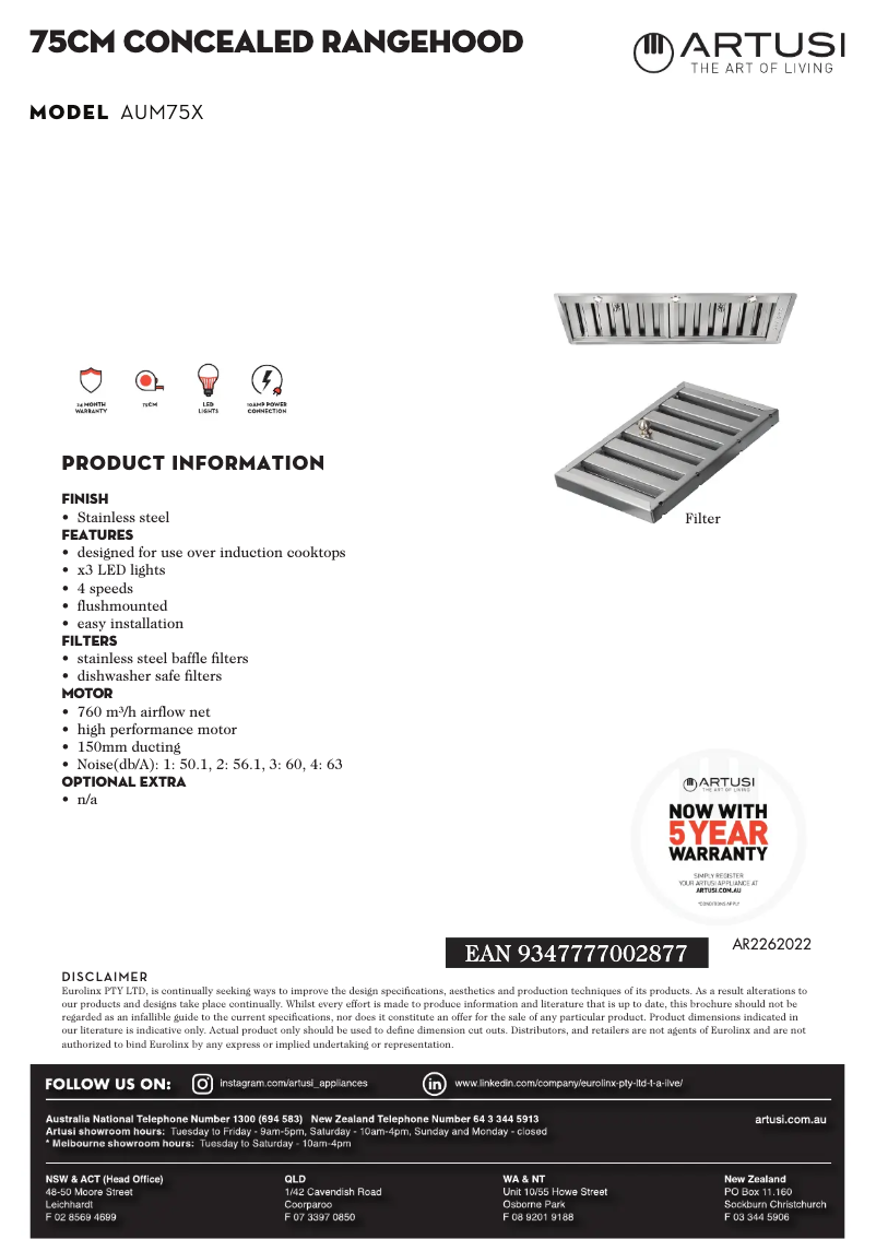 Imagen de la primera página del manual del dispositivo AUM75