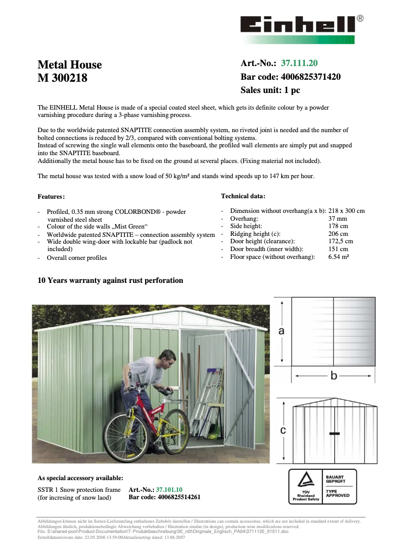 Imagen de la primera página del manual del dispositivo M 300218