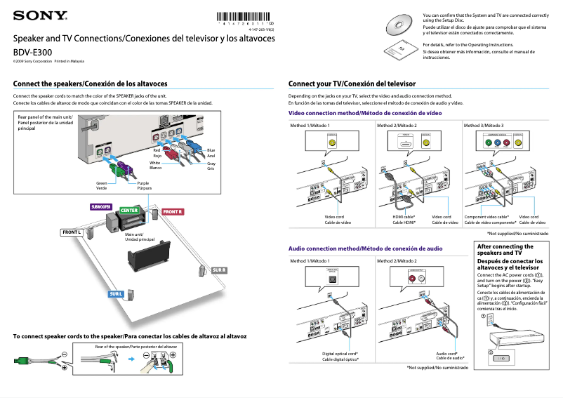 Imagen de la primera página del manual del dispositivo BDV-E300