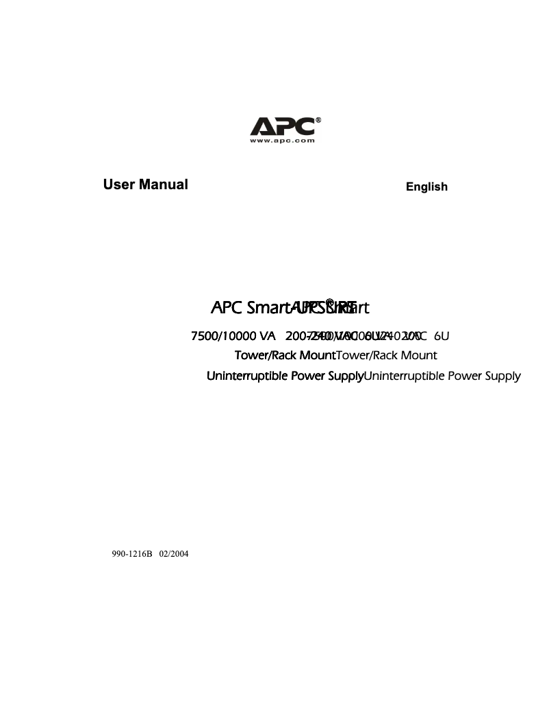 Página 1 del manual Manual de usuario APC SURT10000XLT-2TF3