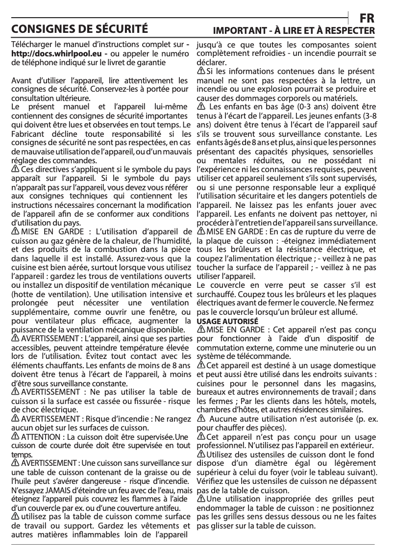 Página 1 del manual Manual de usuario Whirlpool GMW 9522/IXL