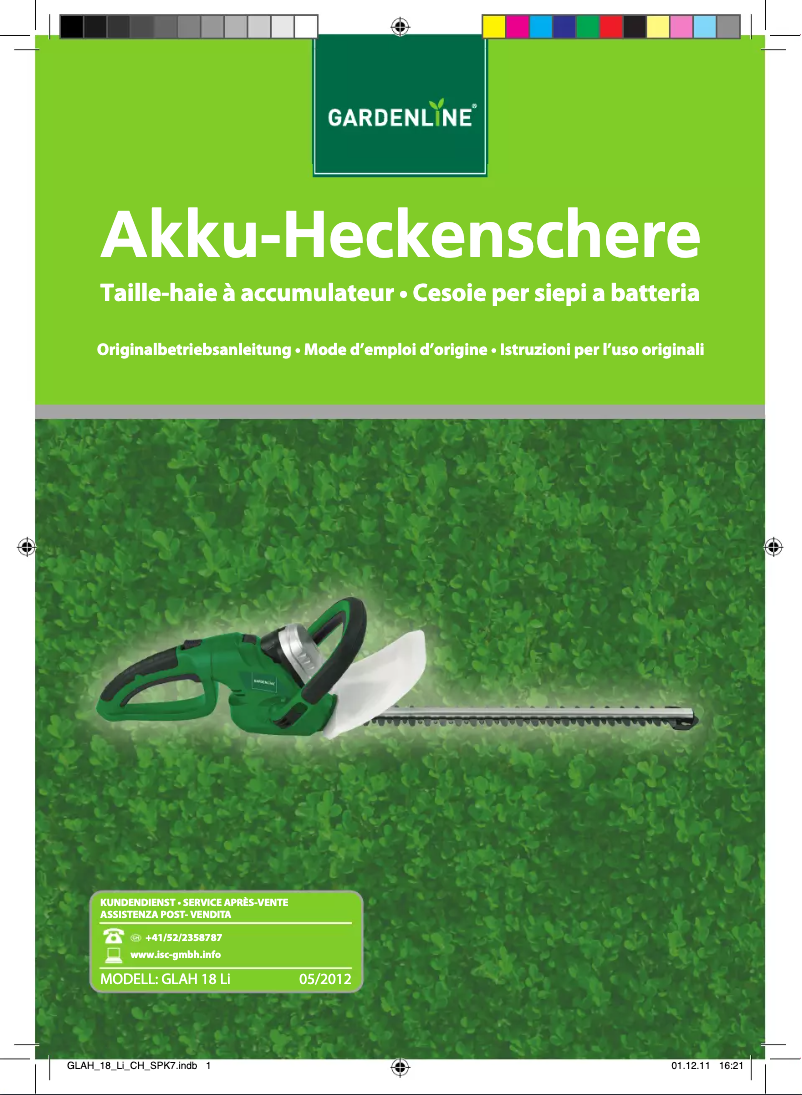 Página 1 del manual Manual de usuario Gardenline GLAH 18 Li