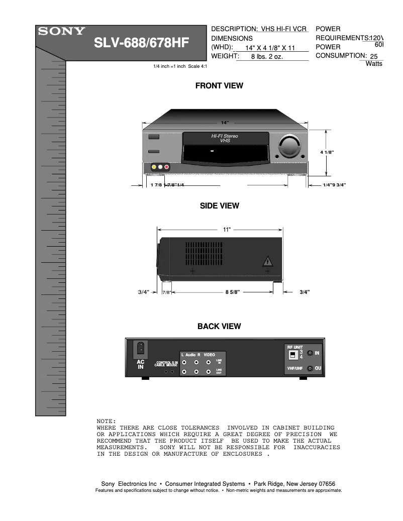 Imagen de la primera página del manual del dispositivo SLV-678HF