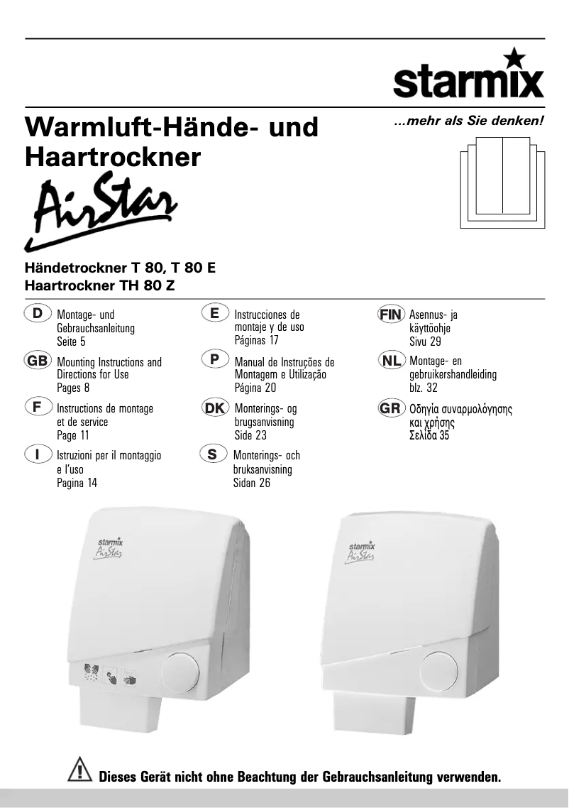 Imagen de la primera página del manual del dispositivo T 80 E