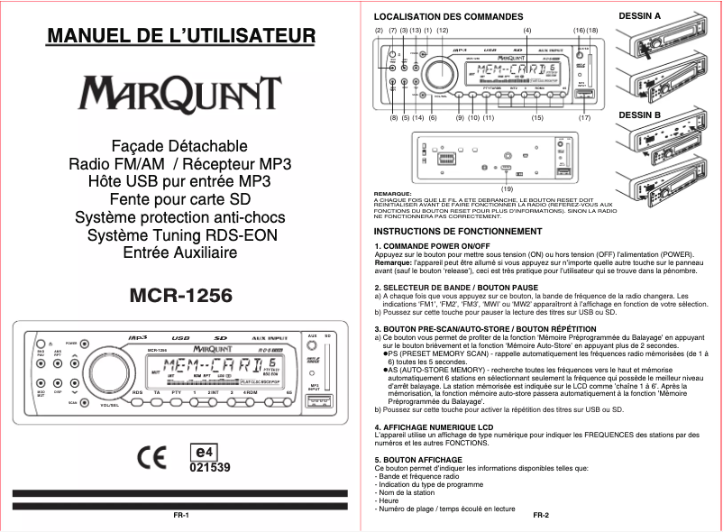 Imagen de la primera página del manual del dispositivo MCR-1256