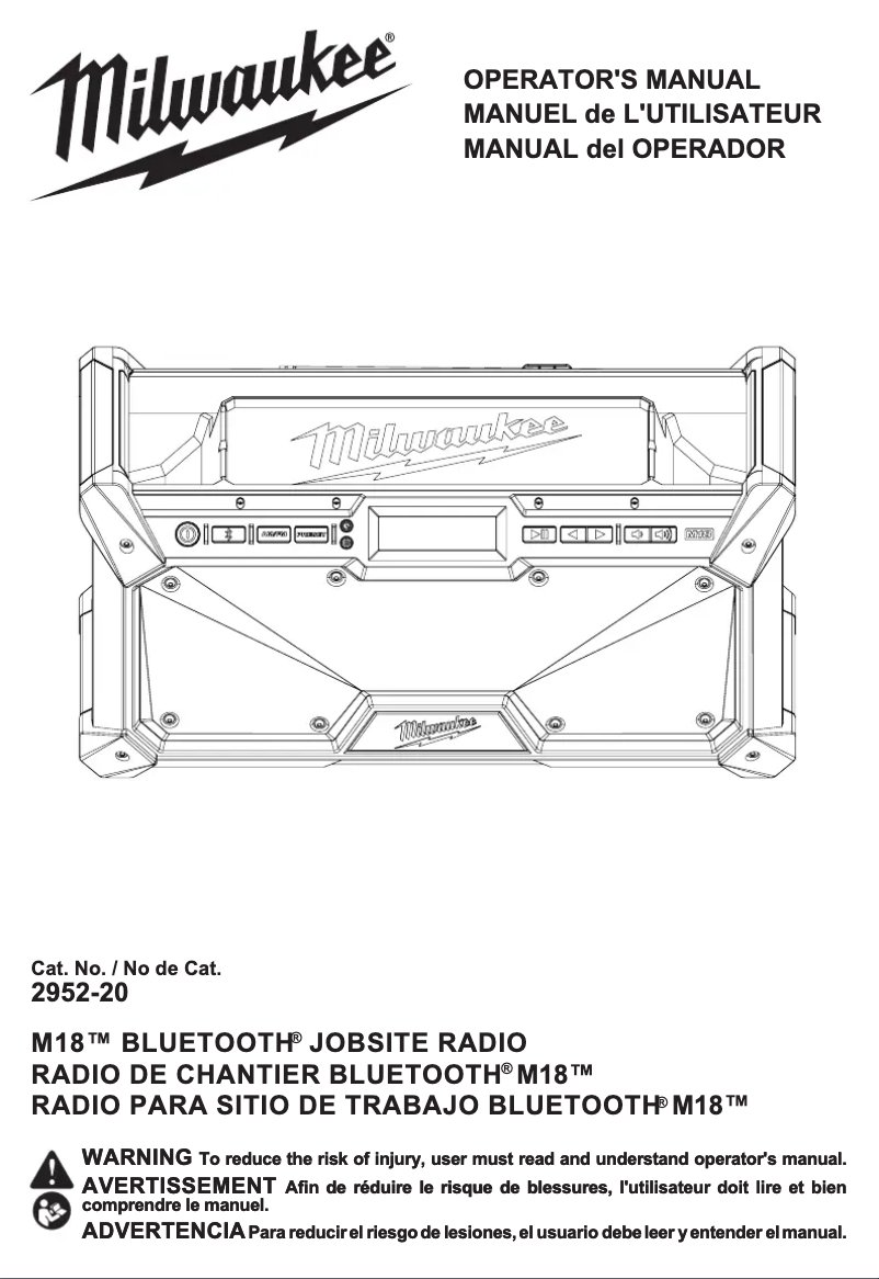Página 1 del manual Manual de usuario Milwaukee M18 2952-20