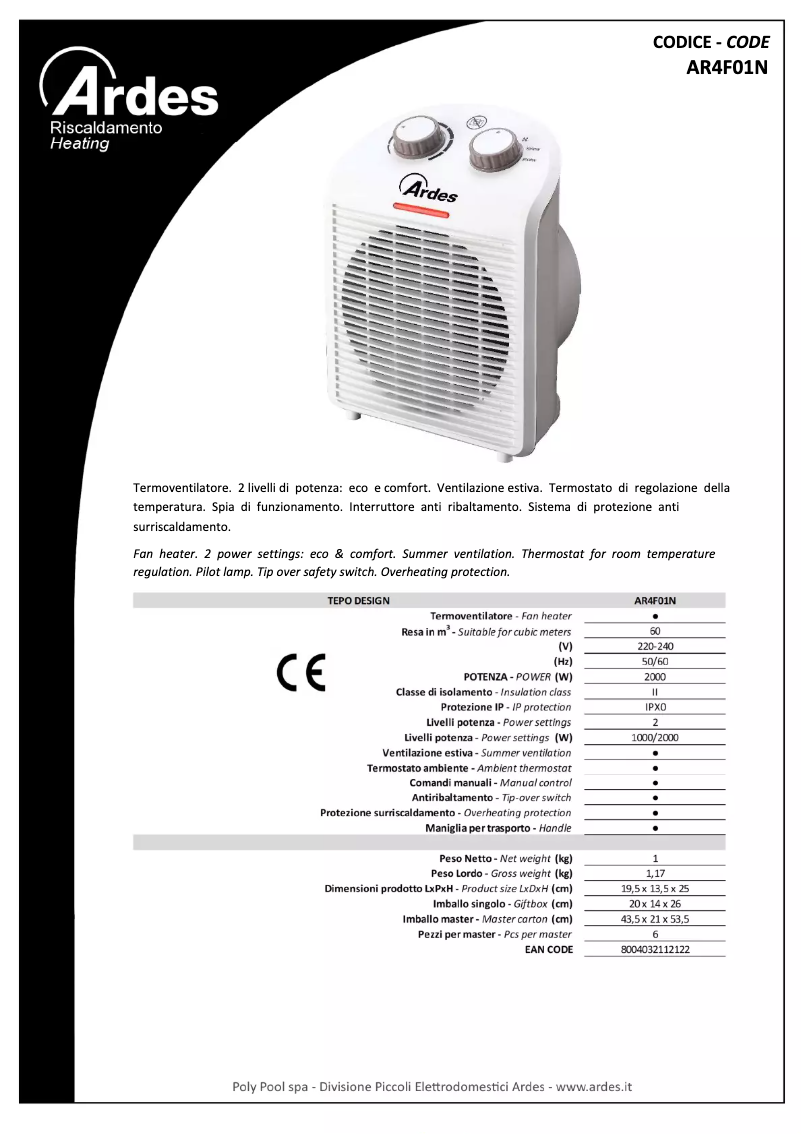 Página nº 1 - Ficha técnica Ardes AR4F01N