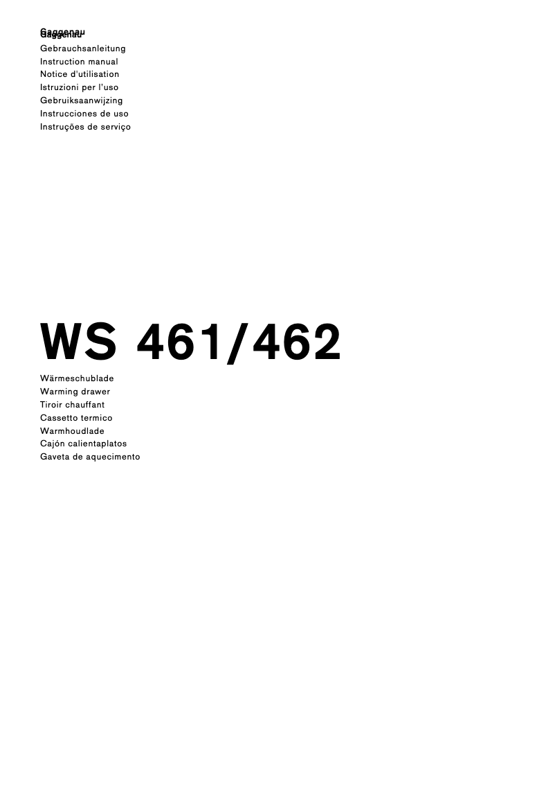 Página nº 1 - Manual de usuario Gaggenau WS462100