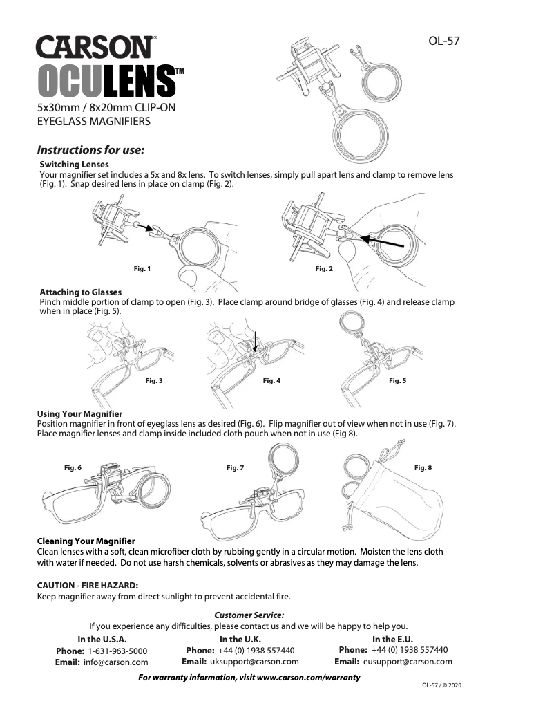 Imagen de la primera página del manual del dispositivo OcuLens OL-57