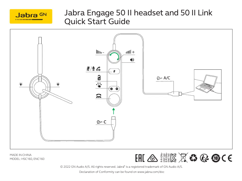 Página nº 1 - Guía de inicio rápido Jabra Engage 50 II