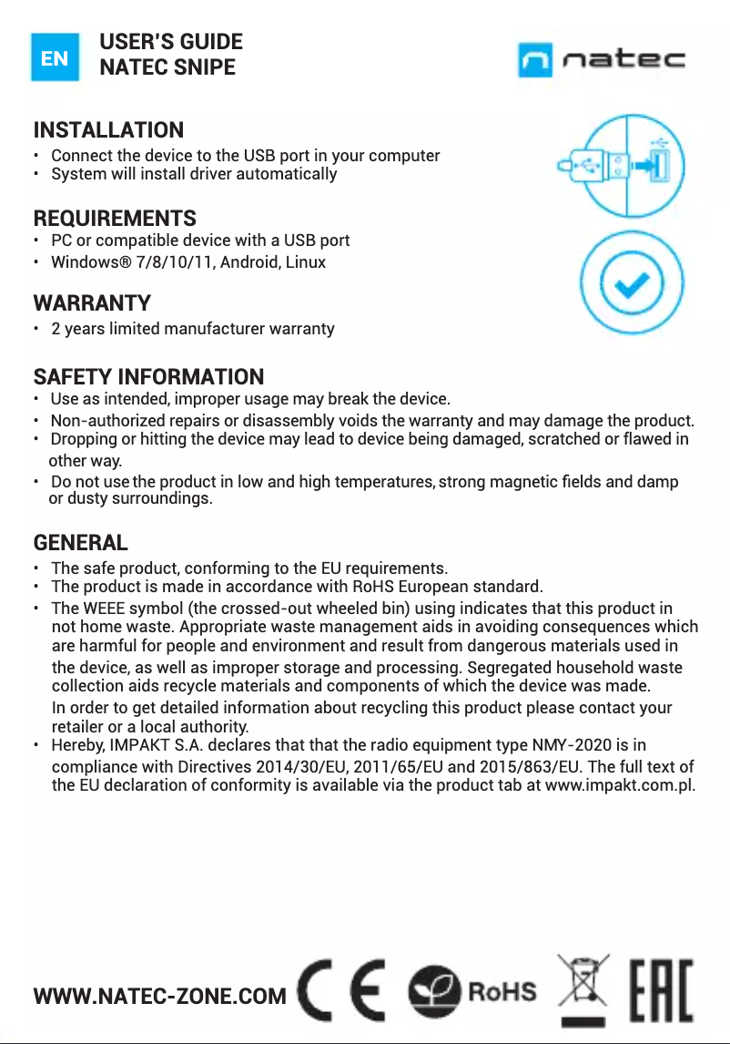 Página nº 1 - Manual de usuario Natec Snipe