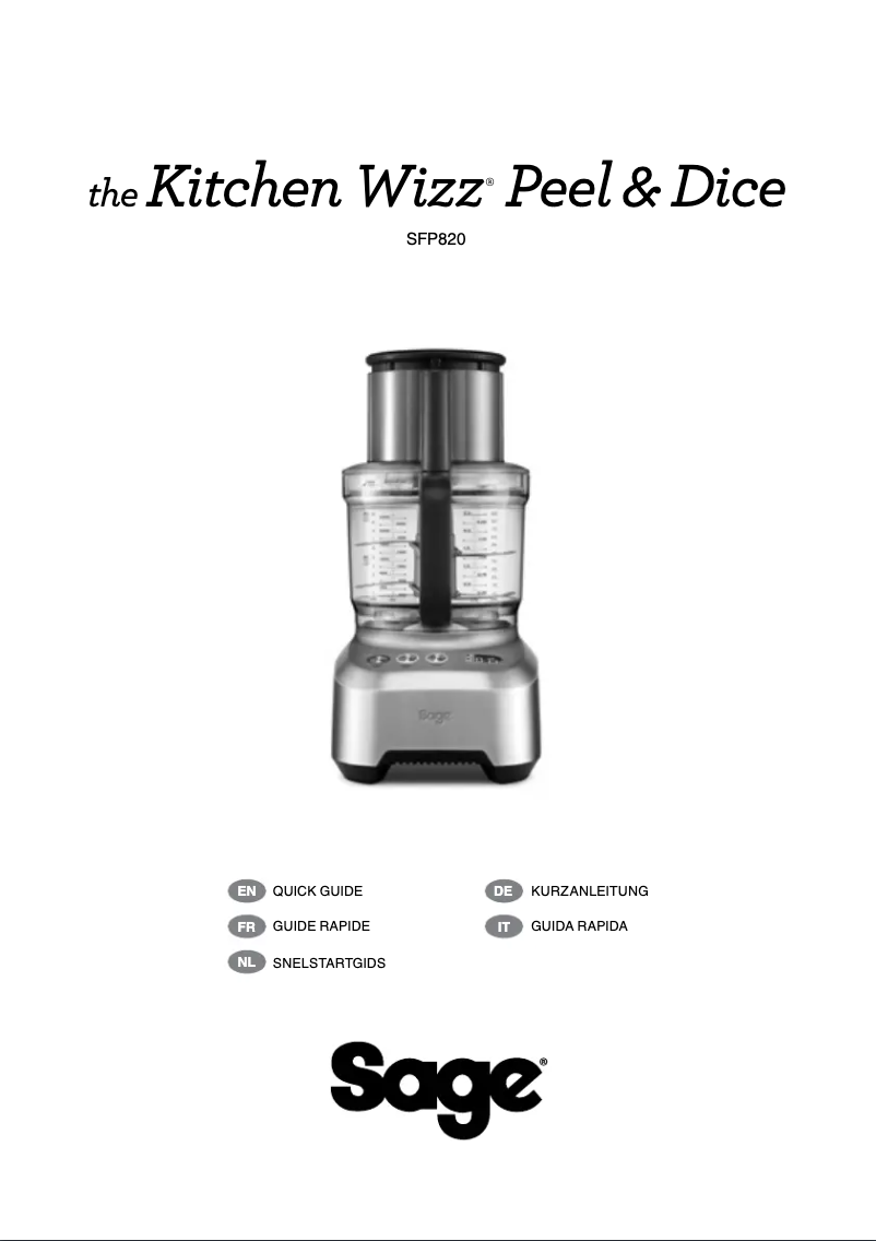 Página 1 del manual Manual de usuario Sage the Kitchen Wizz 16 Peel & Dice SFP820