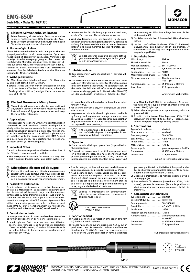Página 1 del manual Manual de usuario Monacor EMG-650P