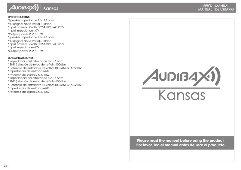 Imagen de la primera página del manual del dispositivo Kansas