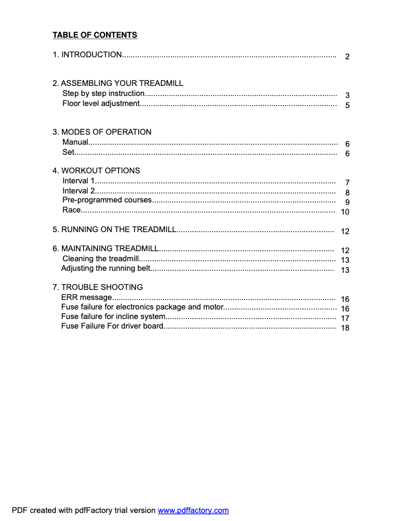 Página nº 1 - Manual de usuario SportsArt 6005