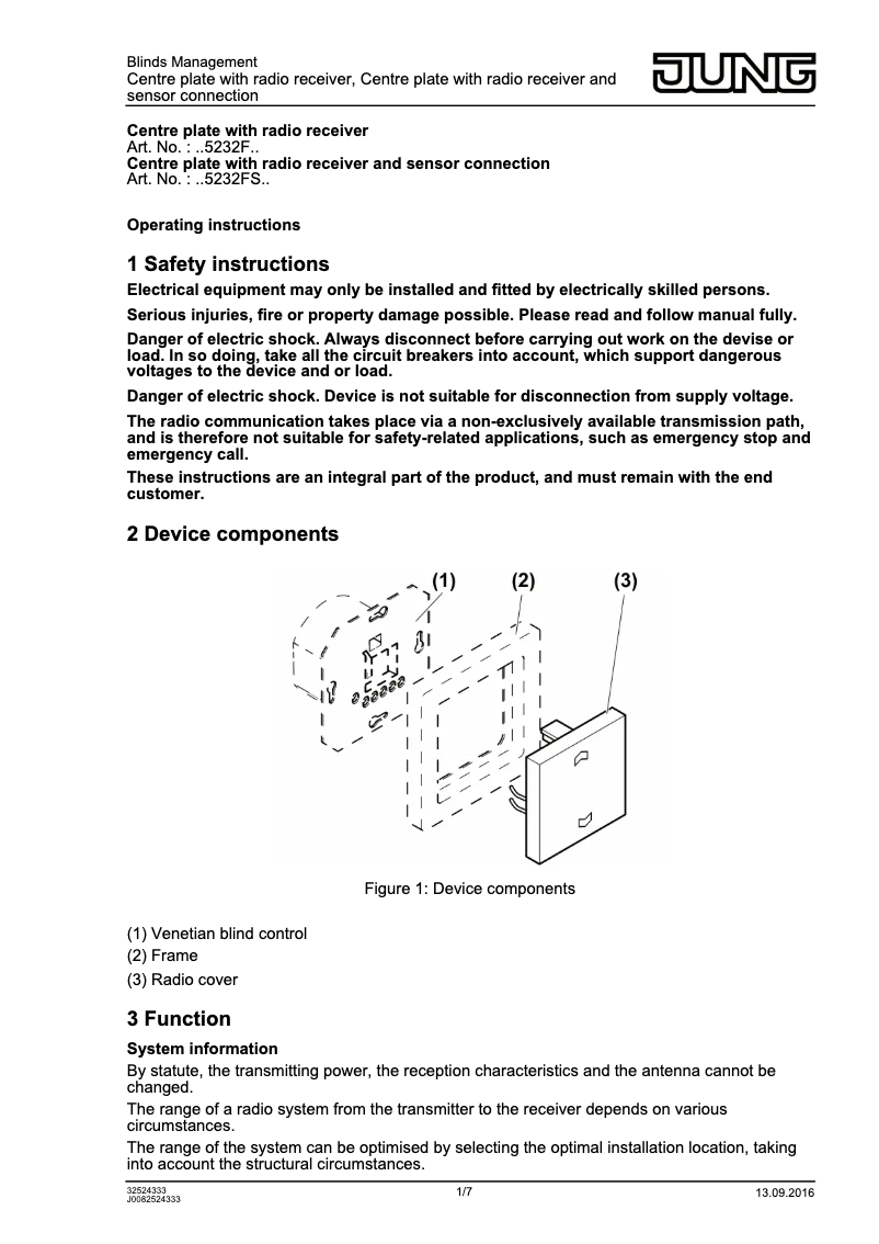 Página 1 del manual Manual de usuario JUNG A5232BFFANM