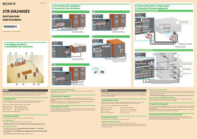 Imagen de la primera página del manual del dispositivo STR-DA2400ES