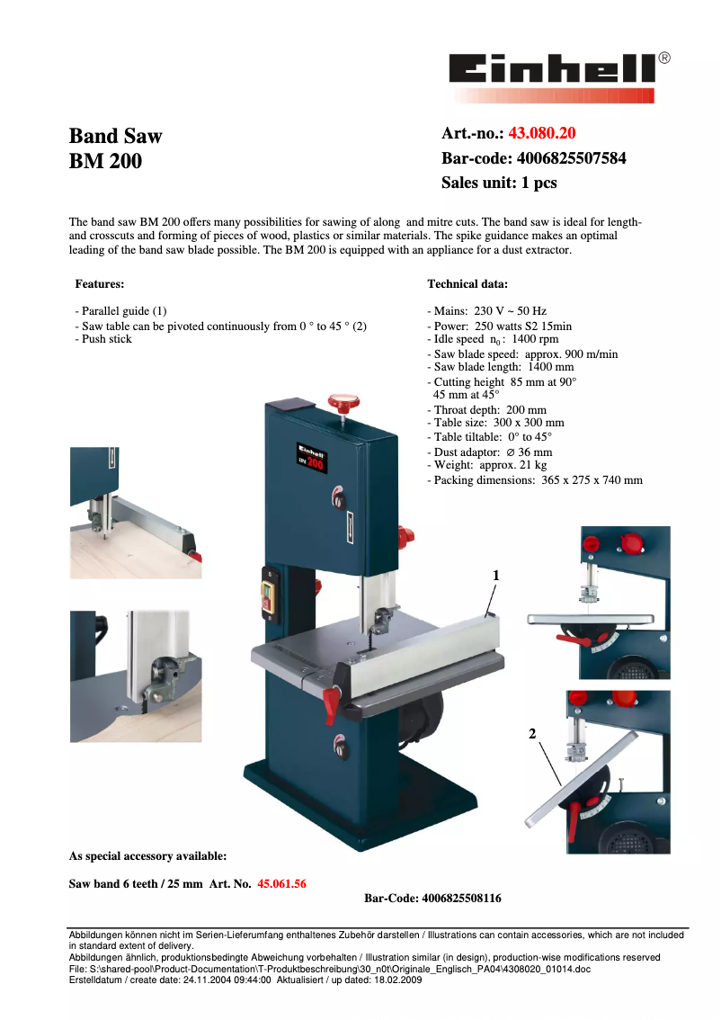 Imagen de la primera página del manual del dispositivo BM 200