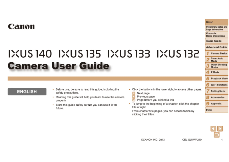 Imagen de la primera página del manual del dispositivo Ixus 132