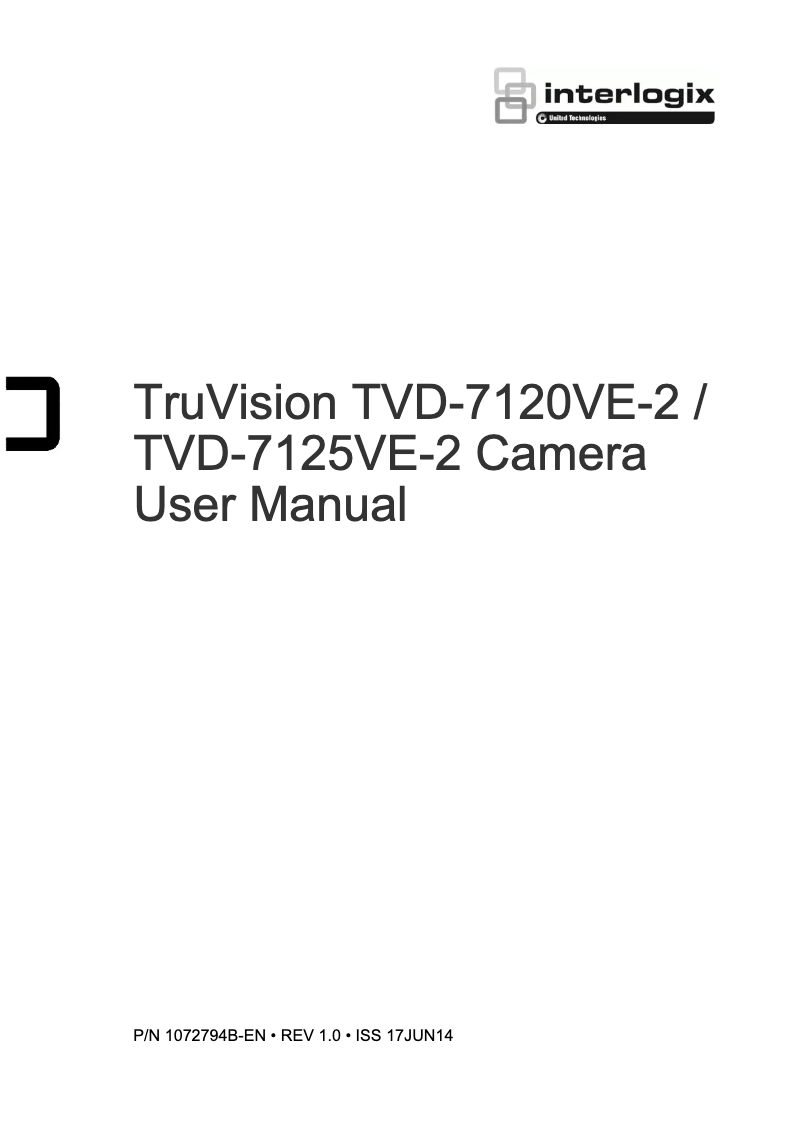 Página nº 1 - Manual de usuario Interlogix TruVision TVD-7125VE-2-N