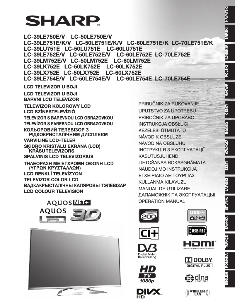 Imagen de la primera página del manual del dispositivo Aquos LC-39LE752V