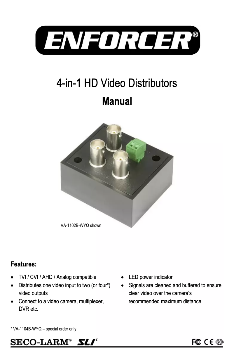 Imagen de la primera página del manual del dispositivo VA-1102B-WYQ