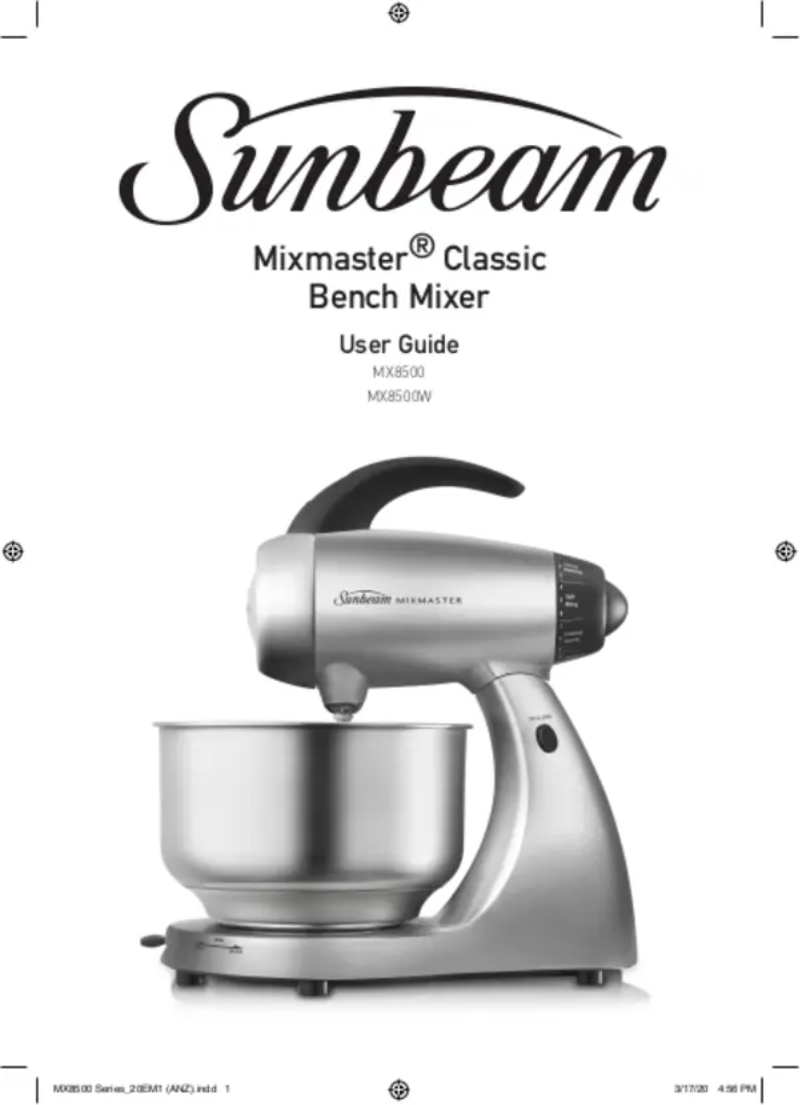 Página nº 1 - Manual de usuario Sunbeam Mixmaster Classic MX8500