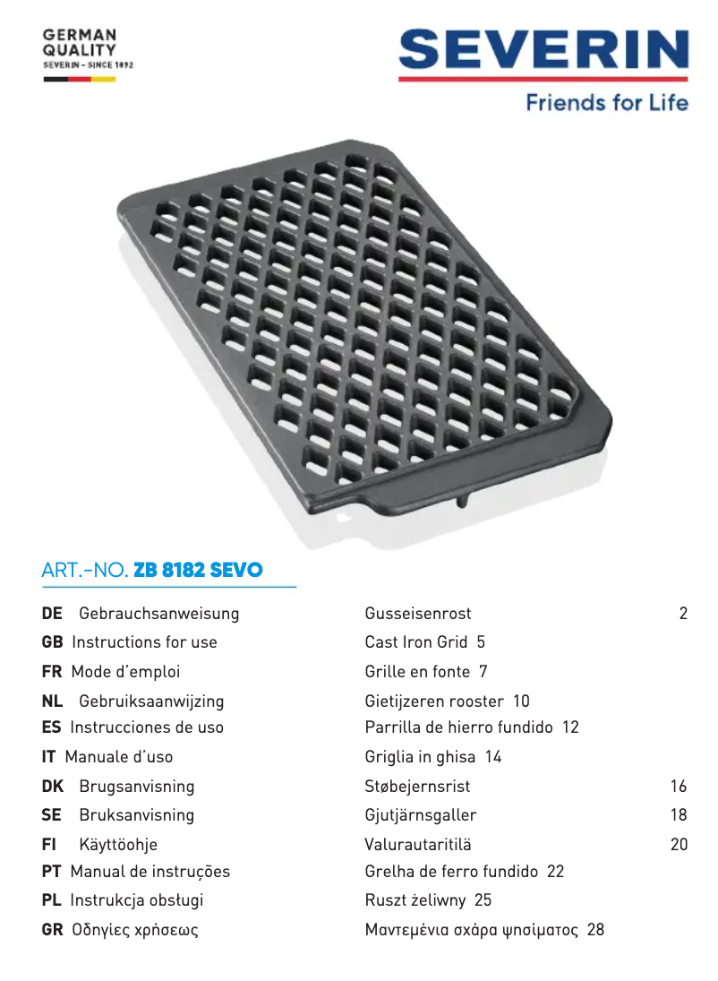 Página 1 del manual Manual de usuario Severin ZB 8182